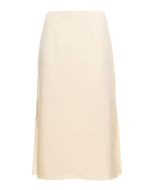 Theory Double Slit Satin Midi Skirt in White (Natural) | Lyst Australia