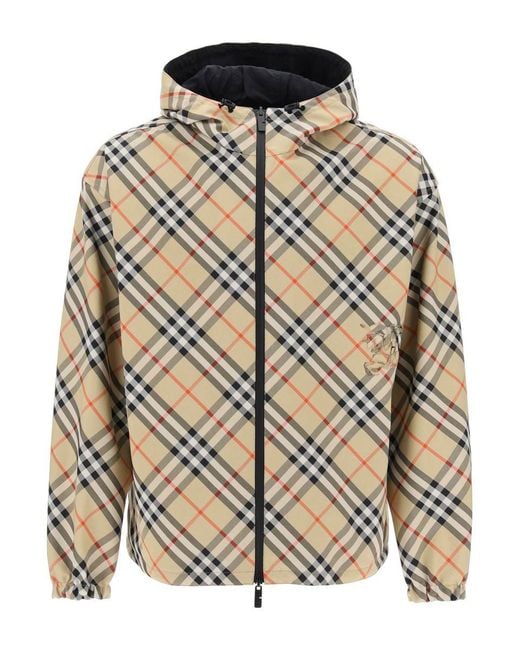 Burberry Natural Reversible Check Hooded Jacket With for men