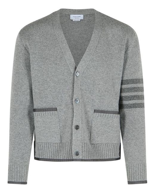 Thom Browne Gray Milano 4-Bar' Virgin Wool Cardigan for men