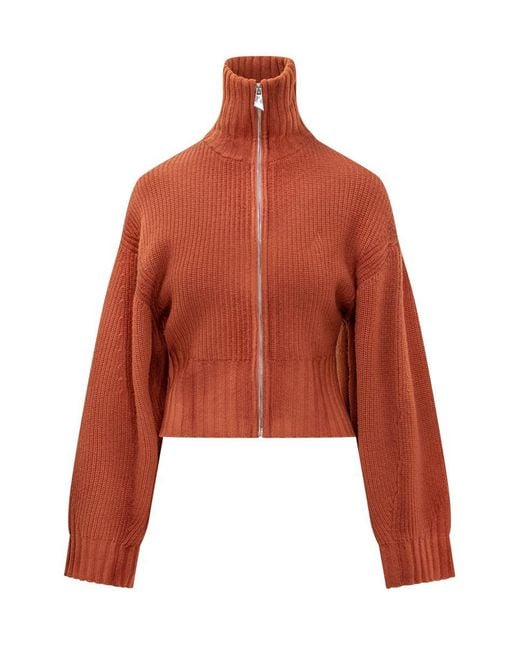 The Attico Orange The Attic Cropped Zip Sweater
