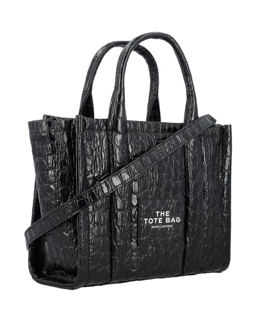 Marc Jacobs Black The Croc-Embossed Small Tote Bag