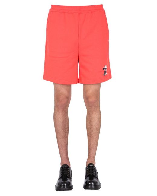 Helmut Lang Red "Figure" Bermuda for men