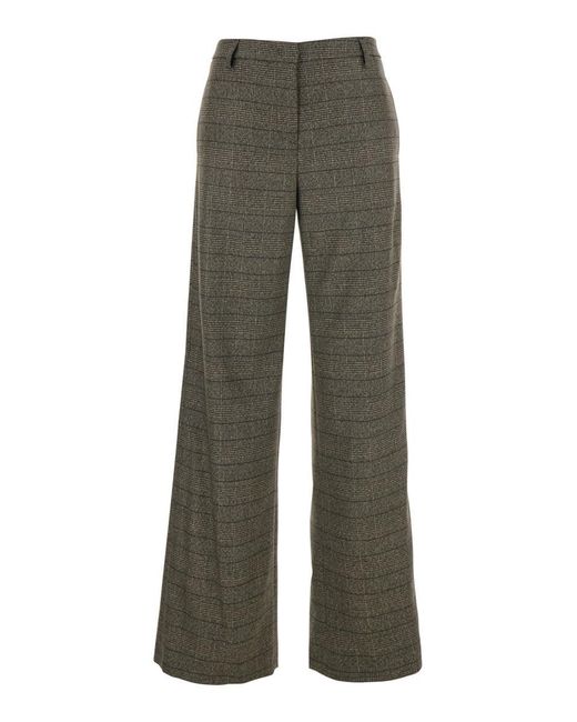 Plain Gray Trousers With Striped Motif