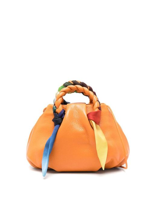 Hereu Orange Bombon Foulard Leather Handbag