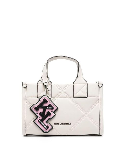 Karl Lagerfeld White Small K/skuare Tote Bag