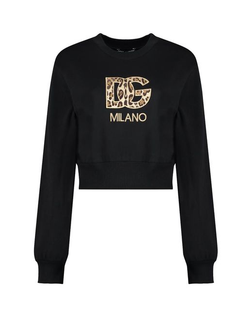 Dolce & Gabbana Black Logo Detail Cotton Sweatshirt