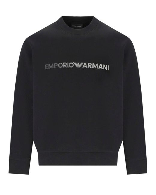 Emporio Armani Black Drawing Sweatshirt for men