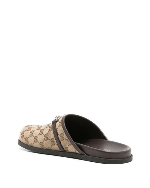 Gucci Brown Gg Motif Slippers for men