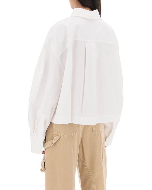 The Attico White 'jill' Cropped Boxy Shirt
