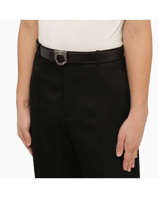 Ferragamo Gancini Reversible Black/brown Leather Belt for men