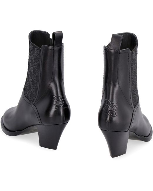 Fendi Black Leather Ankle Boots