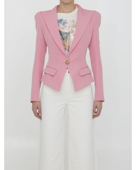 Balmain Pink Wool Jacket
