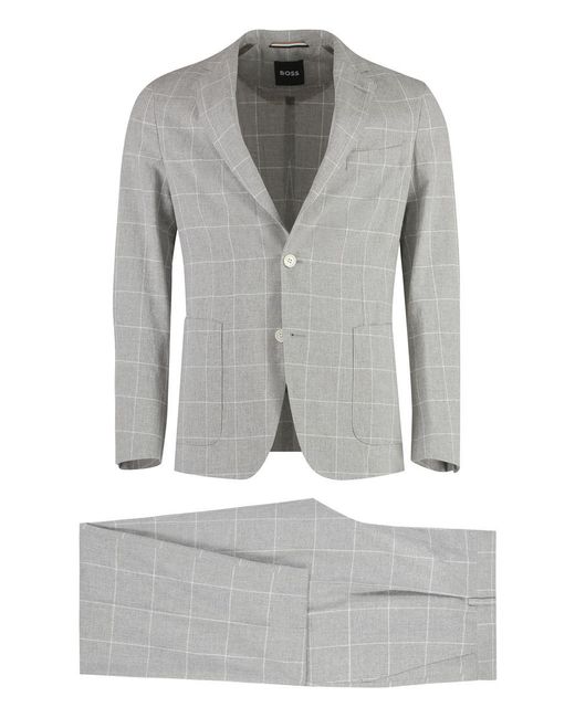 Boss Gray Blend Cotton Two-Pieces Suit for men