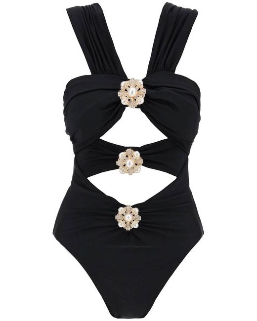 Self-Portrait Black One-Piece Swimsuit With Cut-Out And