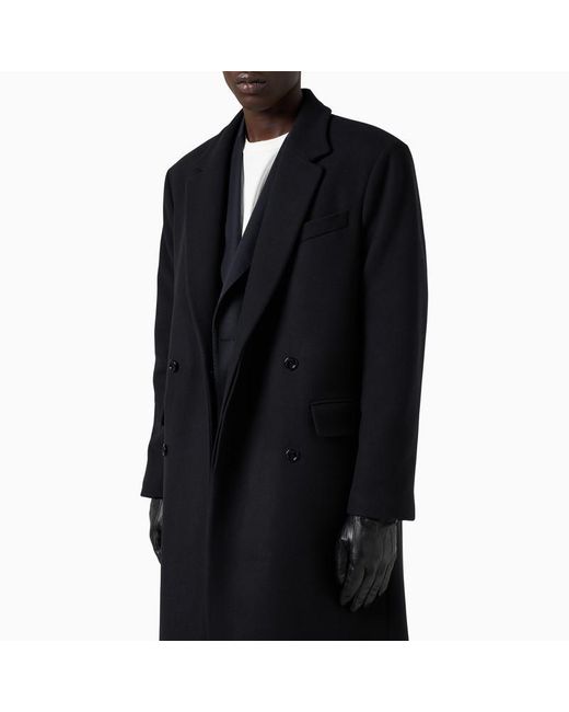 1989 STUDIO Black Double-Breasted Coat for men