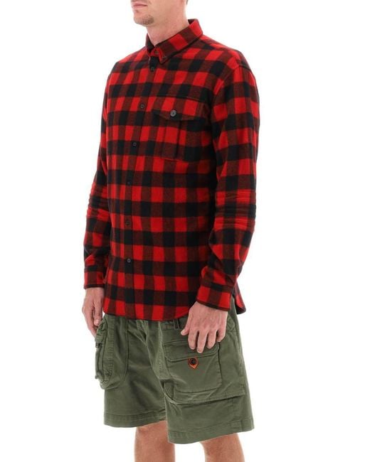 DSquared² Red Shirt With Check Motif And Back Logo for men