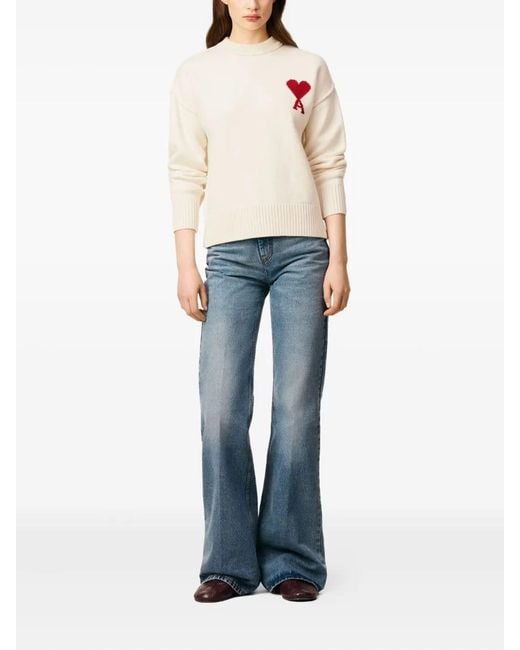 AMI Blue Pull Col Rond De Coeur for men