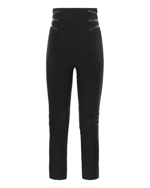 Elisabetta Franchi Black Crepe Trousers With Zip Details