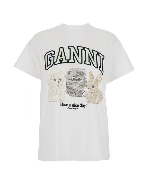 Ganni Gray T-Shirts And Polos