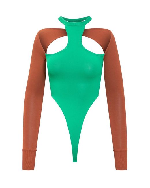 ALESSANDRO VIGILANTE Green Two-tone Bodysuit
