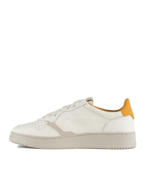 Autry White Medalist Low Apricot And Sand Leather Sneakers for men
