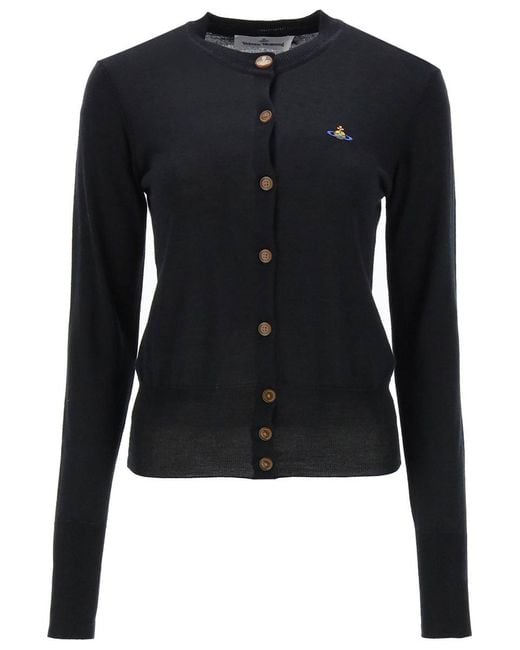 Vivienne Westwood Black Bea Cardigan With Embroidered Logo