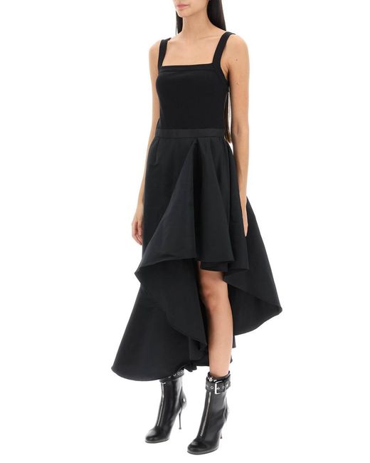 Alexander McQueen Black Asymmetric Dress With Maxi Flounce