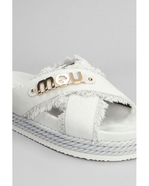 Mou White Crisscross Slipper-mule