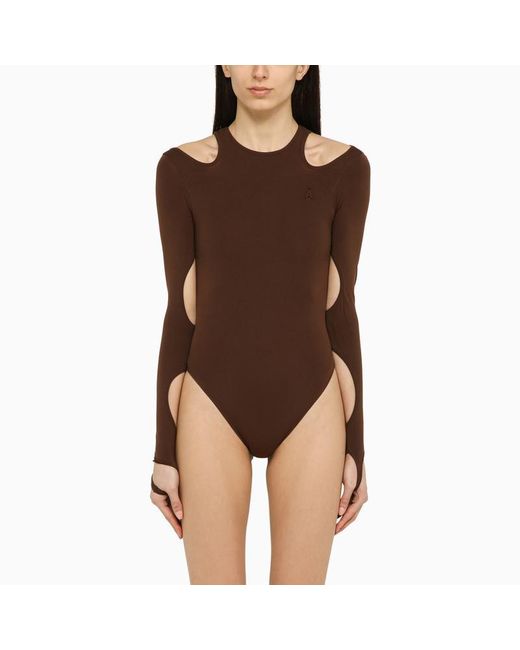 ANDREADAMO Brown Bodysuit With Cut-Out