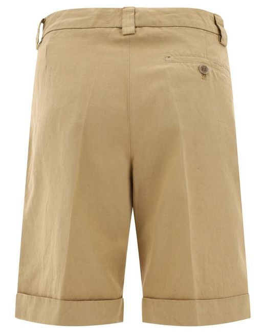 Aspesi Natural Pleated Shorts