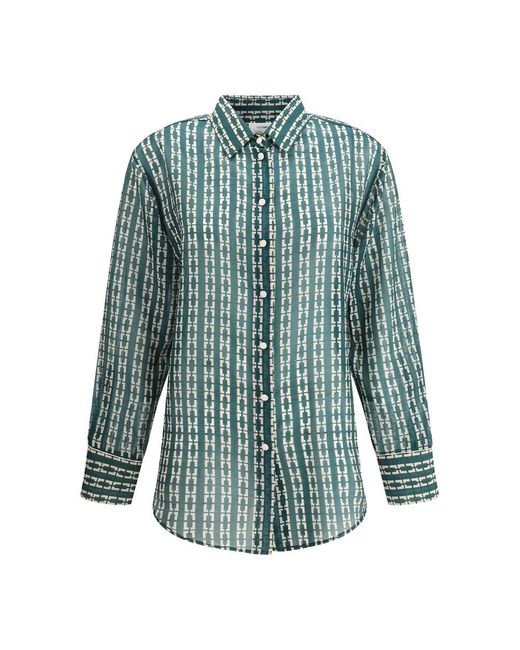 Forte Forte Green Shirt With All-Over Geometric Design