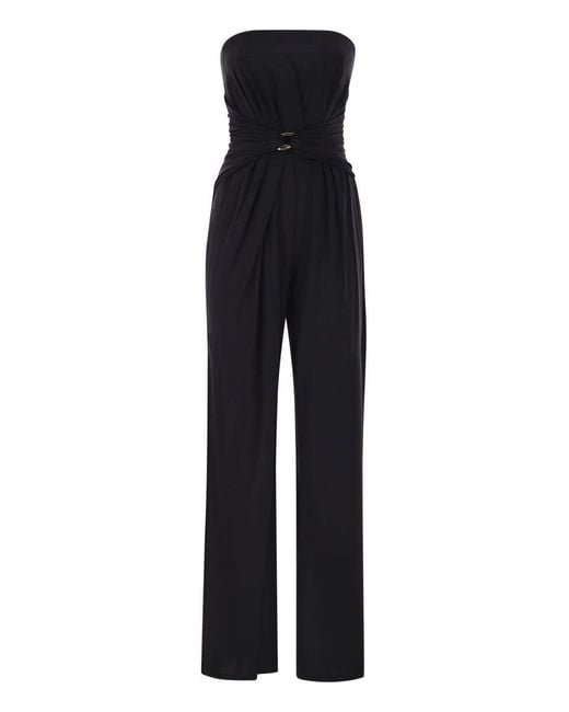 Max Mara Women's Black Viscose T-Shirt Bustier Jumpsuit
