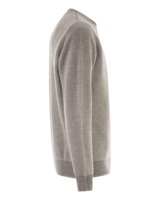 Peserico Gray Wool And Cashmere Jumper for men