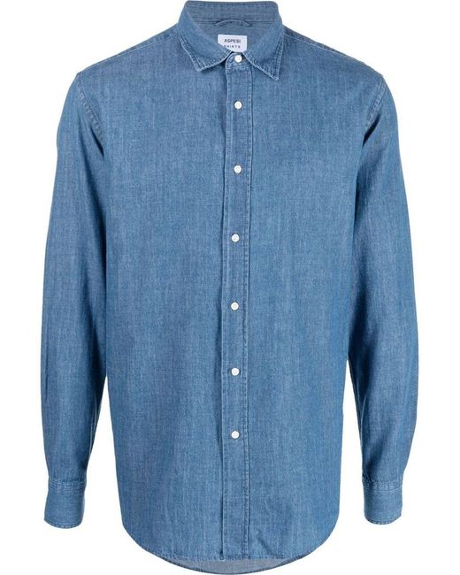Aspesi Blue Long-sleeve Denim Shirt for men