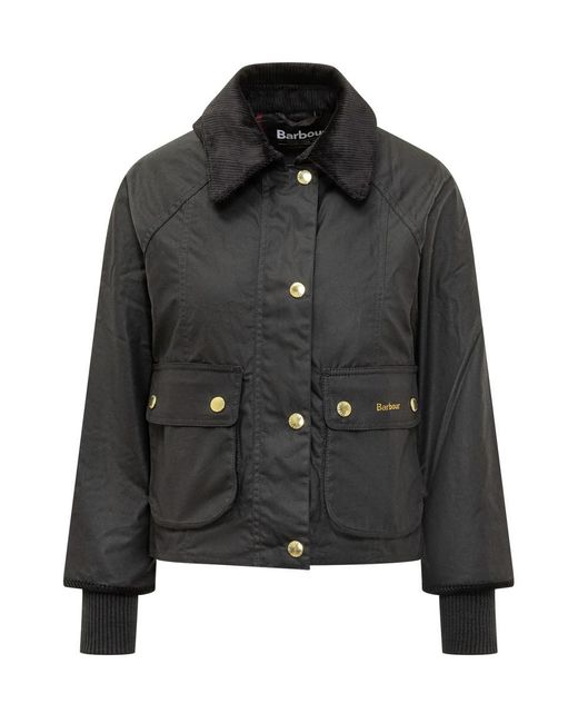 Barbour Black Waxed Jacket With Pockets