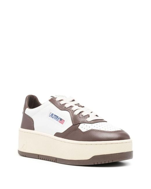 Autry White 'Medalist' Two-Tone Leather Platform Sneakers