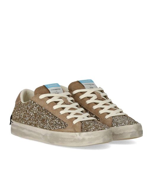 Crime London Brown Distressed Glitter Sneaker