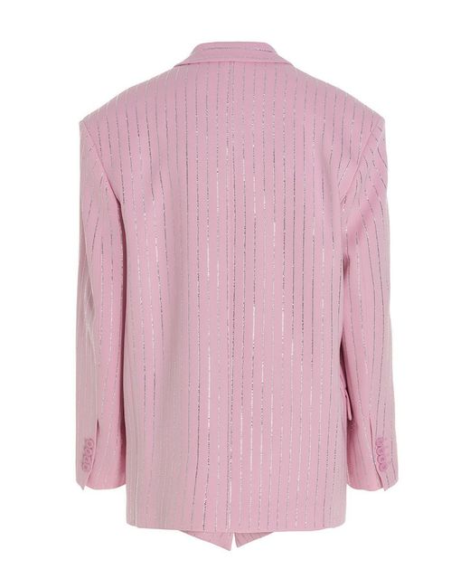 The Attico Pink Pinstripe Single-breasted Blazer