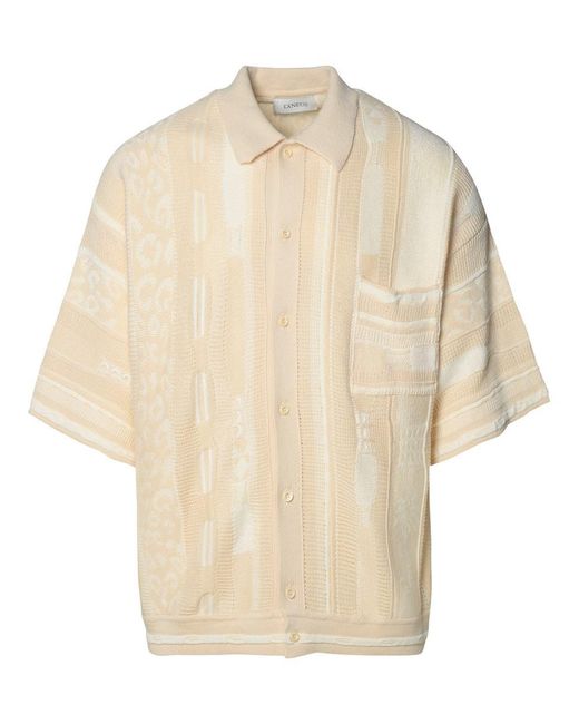 Laneus Natural Ivory Cotton Polo Shirt for men