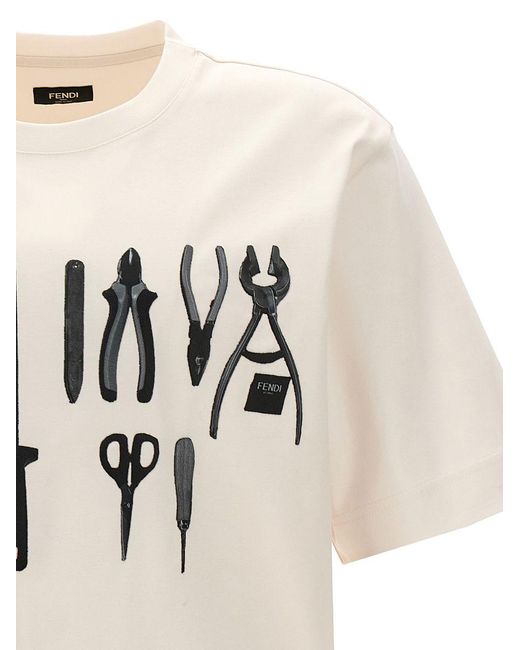 Fendi White 'Attrezzi' T-Shirt for men