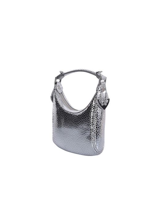 By Far White Cosmo Metallic Leather Handbag