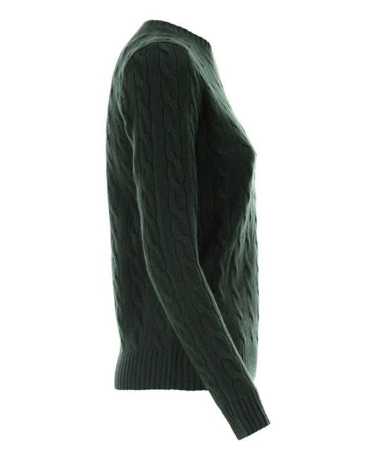 Polo Ralph Lauren Green Plaited Wool And Cashmere Crew-Neck
