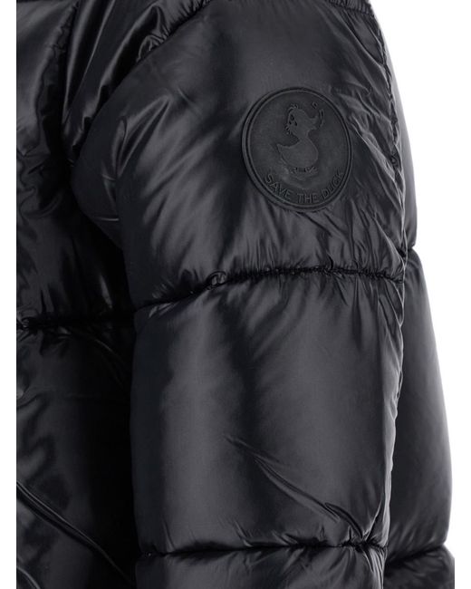 Save The Duck 'isabel' Black Oversized Down Jacket With Hood In Nylon Woman