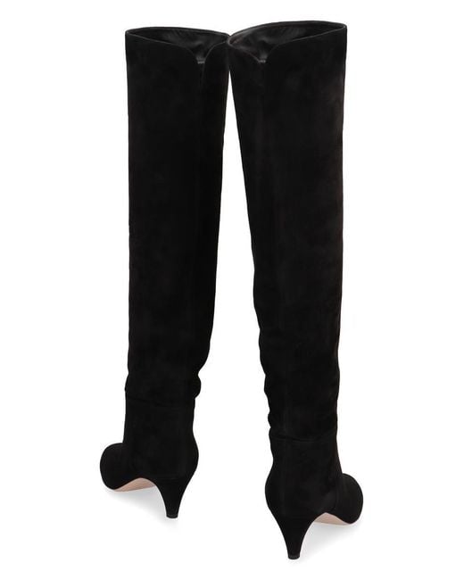 Gianvito Rossi Black Elise Suede Knee High Boots
