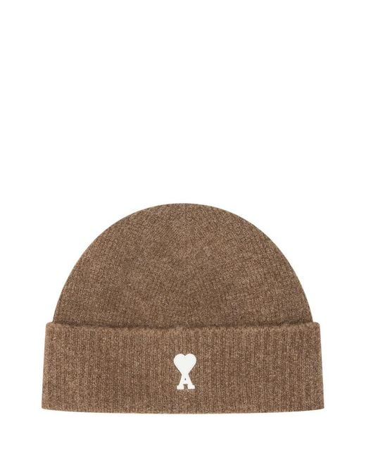 AMI Brown Ami Alexandre Mattiussi Beanie Hat for men