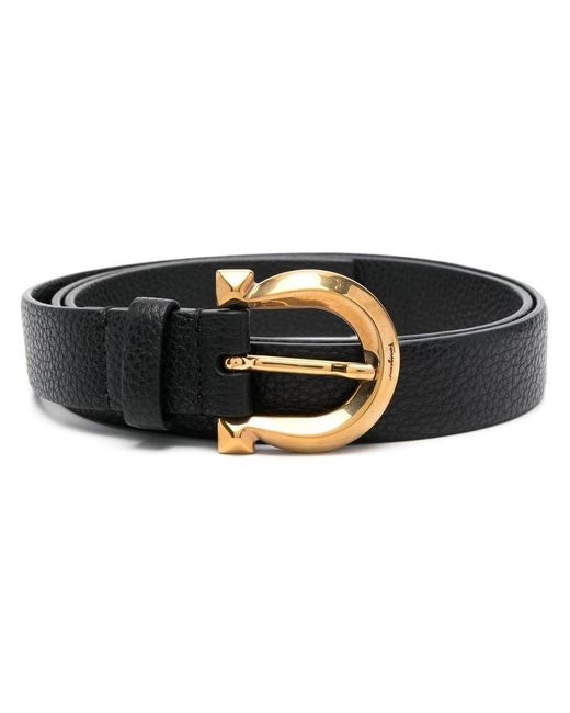Ferragamo Black Gancini Leather Belt