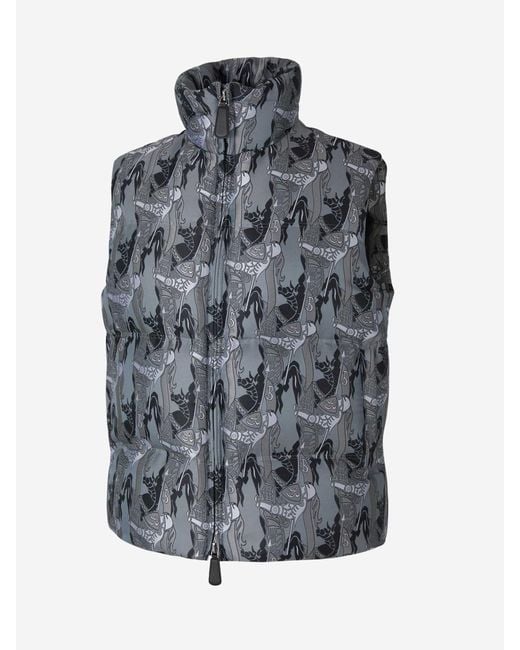 Burberry Gray Printed Quilted Vest for men