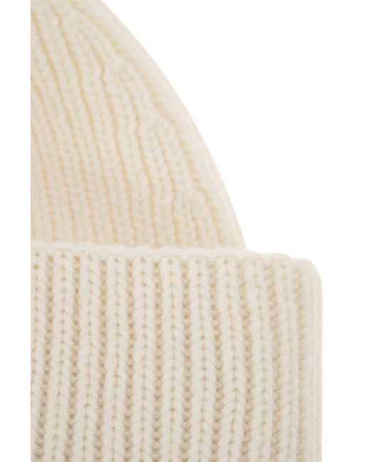 Fabiana Filippi Natural Ribbed Wool Cashmere Silk Cap