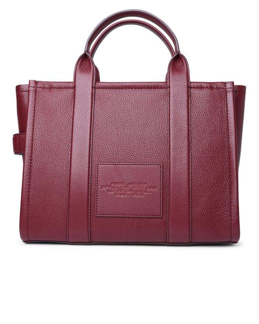 Marc Jacobs Red The Leather Logo Embossed Tote Bag