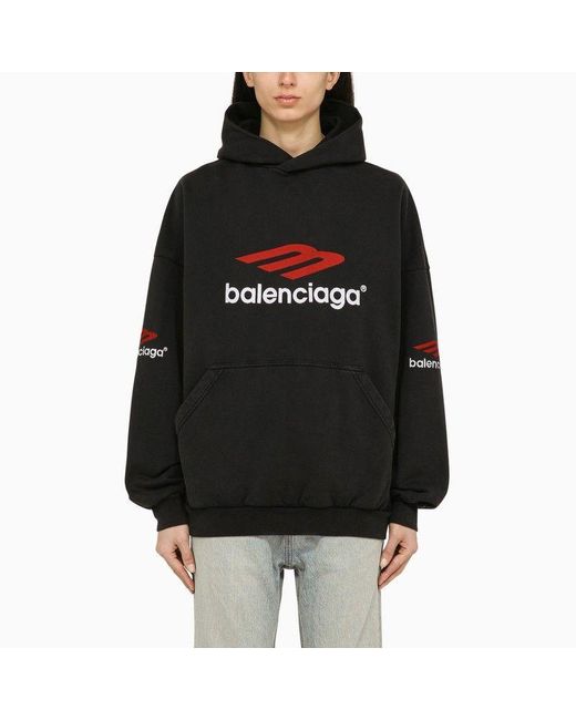 Balenciaga Icon B Sport Hoodie Black red for Men Lyst